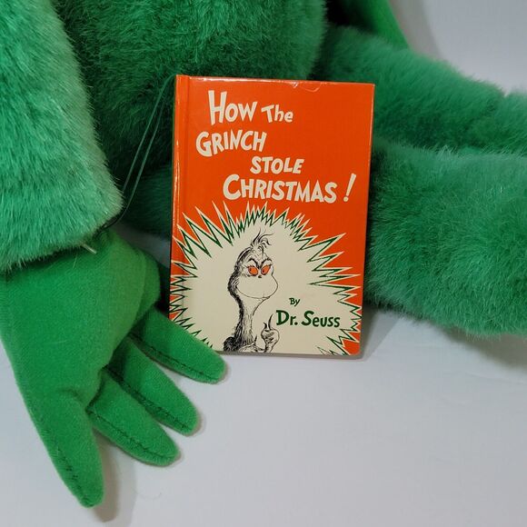 VTG Dr Seuss The GRINCH Plush 1997 Macys Christmas Stuffed Animal Large Book - Picture 5 of 14